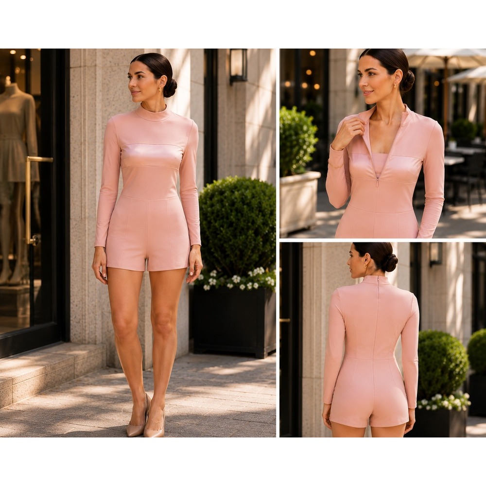 Jireh Clothing Women's Mock Turtle Neck Long Sleeve Tops Bodysuit Jumpsuit Small
